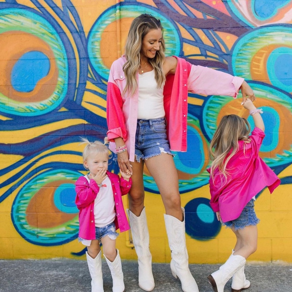 Pink Lily Colorblock Shacket-pink